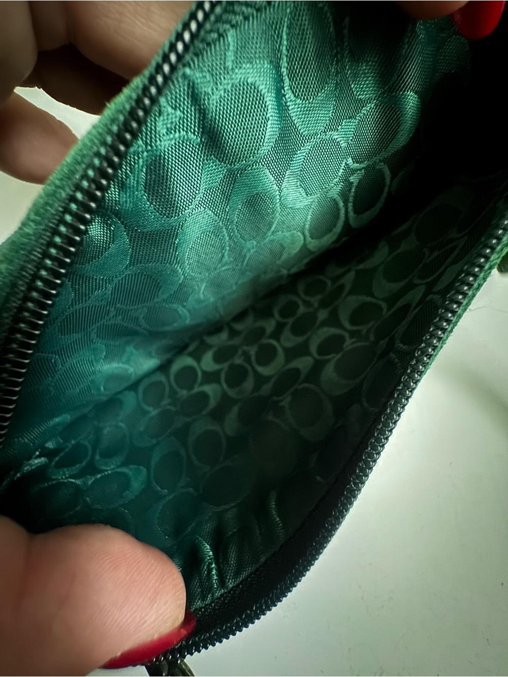 Vintage COACH soho emerald green suede purse wristlet - Picture 8 of 15